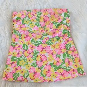 Lilly Pulitzer 6 Floral Swim Tube Top Tie Back